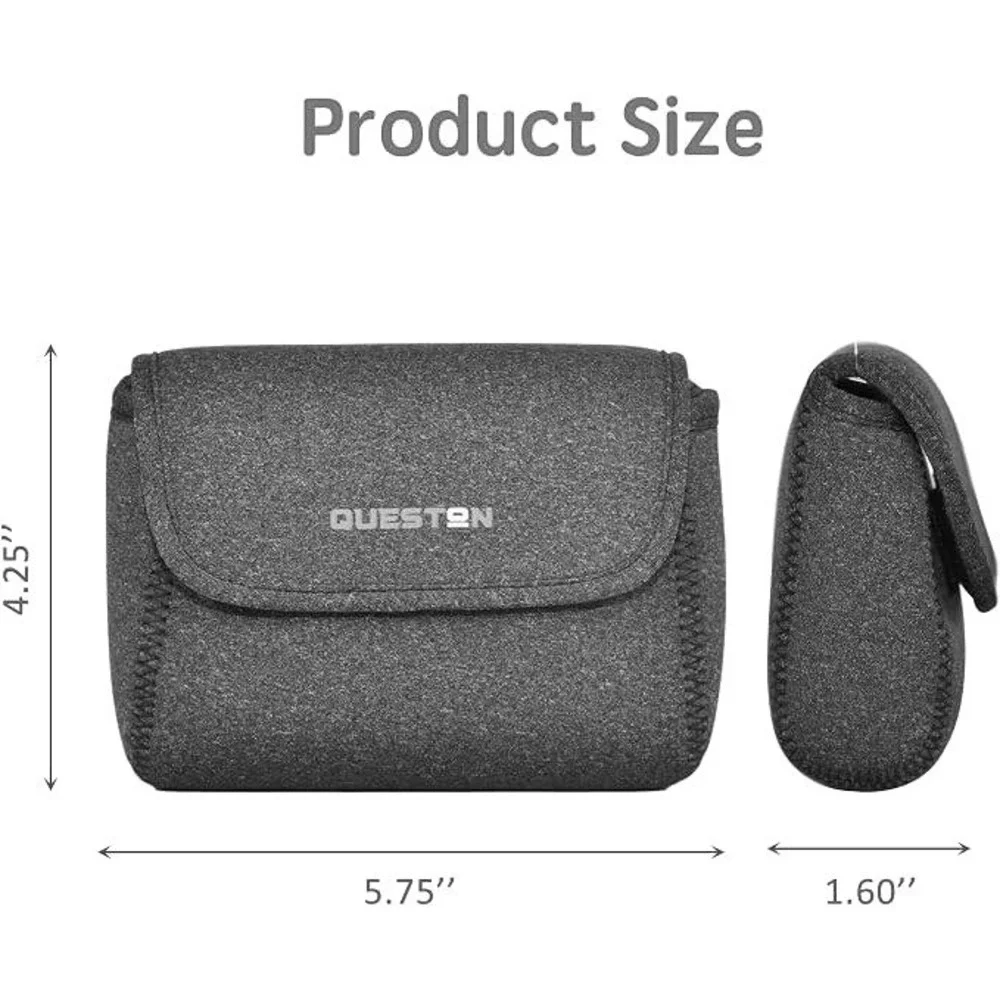 QUESTON Accessory Storage Bag Camera Pouch Case Gray Blue 5.75x4.25x1.60